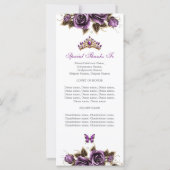 Paarse Gouden Tiara Bloemstuk Quinceañera Programm (Achterkant)