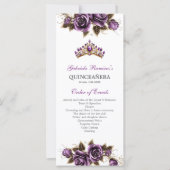Paarse Gouden Tiara Bloemstuk Quinceañera Programm (Voorkant)