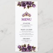 Paarse Gouden Tiara Rozen Quinceañera Menu (Voorkant)