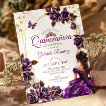 Paarse Gouden Tiara Rozen Vlinder Quinceañera