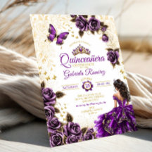 Paarse Gouden Tiara Rozen Vlinder Quinceañera