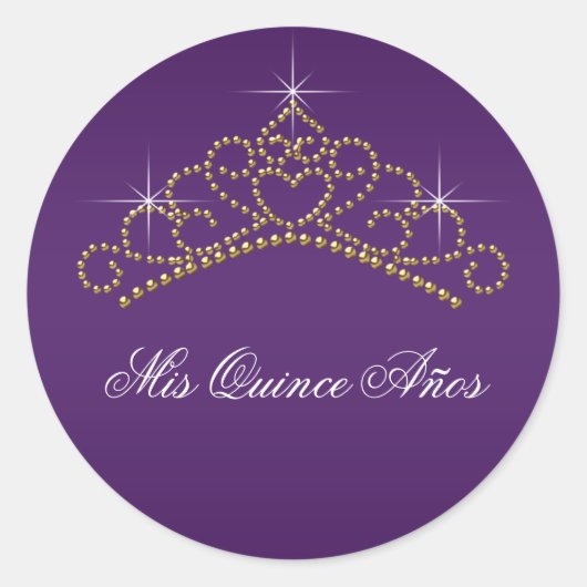 Paarse gouden tiara zoet 15 16 quinceana label (Voorkant)