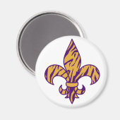 Paarse & Gouden Tijger Gestreepte Fleur de Lis Mag Magneet (Voorkant / Achterkant)