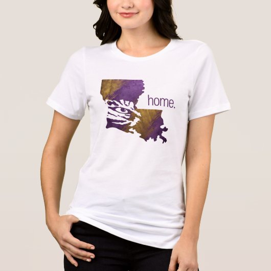 Paarse Gouden Tijger Home State Louisiana Tri-Blend Shirt (Voorkant)