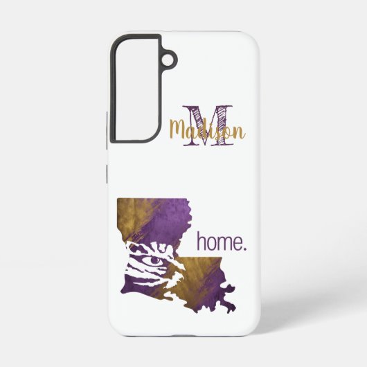 Paarse Gouden Tijger Oog Louisiana State Initiaal  Samsung Galaxy Hoesje (Achterkant)