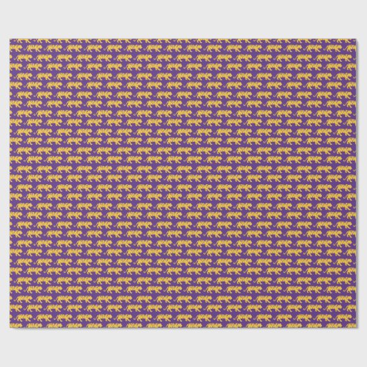 Paarse & Gouden Tijger Print Inpakpapier | LSU (Vlak)