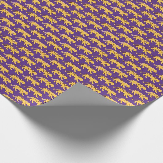 Paarse & Gouden Tijger Print Inpakpapier | LSU (Hoek)