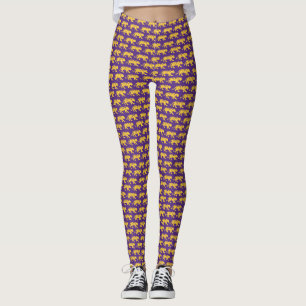 Paarse & Gouden Tijger Print Leggings   LSU-outfit