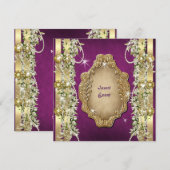 Paarse gouden trouw verjaardag verlovingsfeest kaart (Voorkant / Achterkant)
