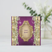 Paarse gouden trouw verjaardag verlovingsfeest kaart (Staand voorkant)