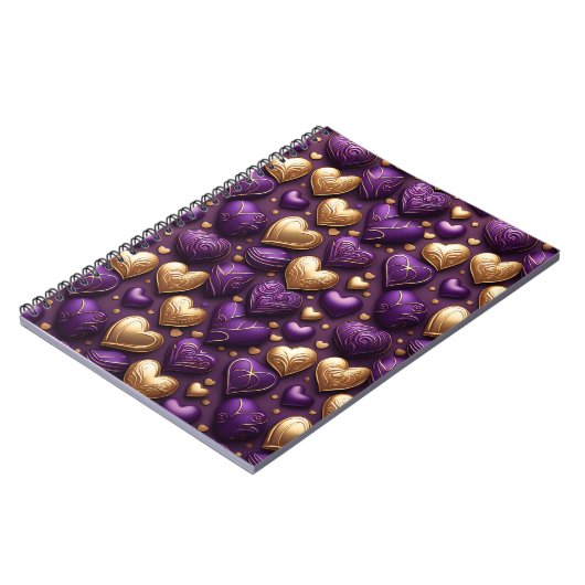 PAARSE & GOUDEN VALENTIJN HART SNOEPJES NOTITIEBOEK (Linkerzijde)