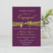 Paarse & Gouden Verlovingen Boog Party Uitnodiging (Staand voorkant)