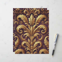 Paarse & Gouden Victoriaans Acanthus Scrapbook Pap