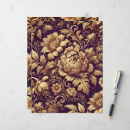 Paarse & Gouden Victoriaans Bloemen Scrapbook Papi
