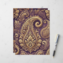 Paarse & Gouden Victoriaans Paisley Scrapbook Papi