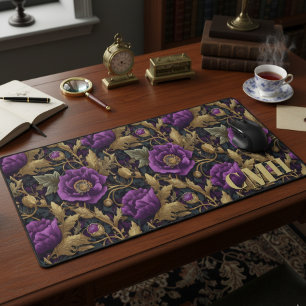 Paarse gouden Vintage William Morris Floral Monogr Bureaumat