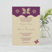 Paarse gouden vlinder - 7 dagen per week - uitnodi kaart (Staand voorkant)