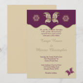 Paarse gouden vlinder - 7 dagen per week - uitnodi kaart (Voorkant / Achterkant)