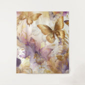 Paarse & Gouden Vlinder Aquarel Vlinders Wandkleed (Voorkant)