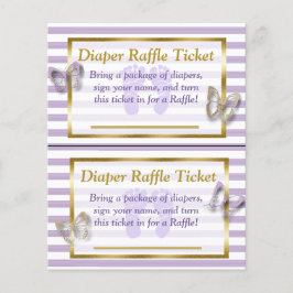 Paarse & Gouden Vlinder Baby Shower Luier Raffle Flyer