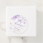 Paarse gouden vlinder bloemenmeisje Baby shower Bedankjes Labels (In situ)