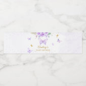 Paarse gouden vlinder bloemenmeisje Baby shower Waterfles Etiket (Enkel label)