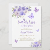 Paarse gouden vlinder bloemig Baby shower Kaart (Voorkant)