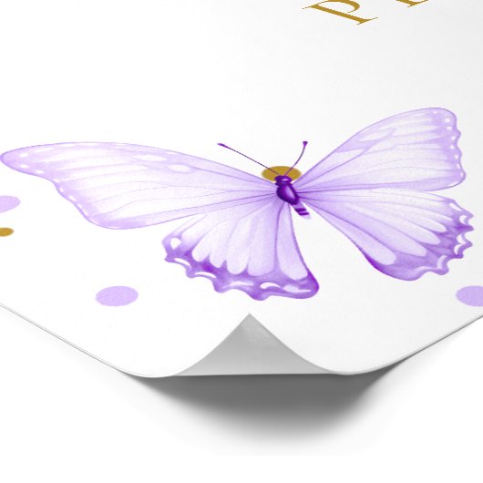 Paarse gouden vlinder bloemig neem een traktatie poster (Hoek)