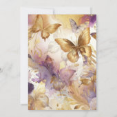 Paarse & Gouden Vlinder Jurk Fantasy Sweet 16  Kaart (Achterkant)