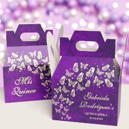 Paarse gouden vlinder Quinceañera 15e verjaardag Bedankdoosjes