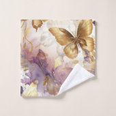 Paarse & gouden vlinder Waterverf vlinders Bad Handdoek (Wasdoekje)