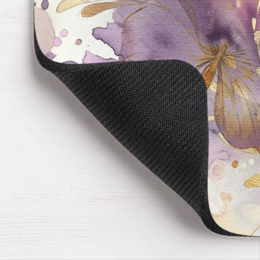 Paarse & gouden vlinder Waterverf vlinders Muismat (Hoek)