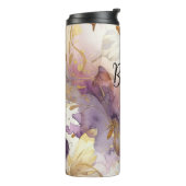 Paarse & gouden vlinder Waterverf vlinders Thermosbeker (Gedraaid links)