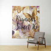 Paarse & gouden vlinder Waterverf vlinders Wandkleed (In situ)