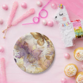 Paarse & gouden vlinderjurk Fantasy Sweet 16 Papieren Bordje (Feest)