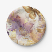 Paarse & gouden vlinderjurk Fantasy Sweet 16 Papieren Bordje (Voorkant)