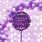Paarse gouden vlinders 15 jaar oud Quinceañera Ronde Sticker