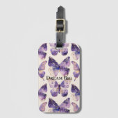 Paarse gouden vlinders bagagelabel (Voorkant (verticaal))