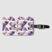 Paarse gouden vlinders bagagelabel (Voorkant (horizontaal))