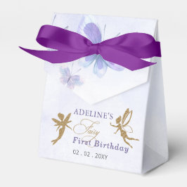 Paarse gouden vlinders Fairy eerste verjaardag Bedankdoosjes