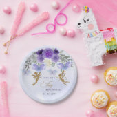 Paarse gouden vlinders Fairy eerste verjaardag Papieren Bordje (Feest)