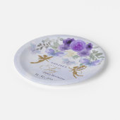 Paarse gouden vlinders Fairy eerste verjaardag Papieren Bordje (Gekanteld)