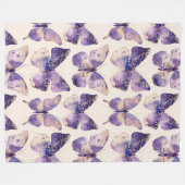 Paarse gouden vlinders fleece deken (Voorkant (Horizontaal))