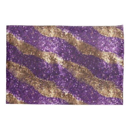 Paarse gouden vlinders glitter kussensloop (Achterkant-Links)