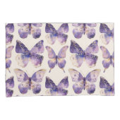Paarse gouden vlinders glitter kussensloop (Voorkant-Rechts)