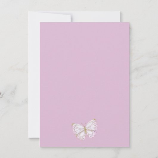 Paarse Gouden Vlinders Meisjes 1e Verjaardagsuitno Kaart (Achterkant)