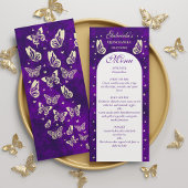 Paarse gouden vlinders Quinceañera 15e verjaardag Menu
