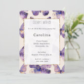 Paarse gouden vlinders verjaardag kaart (Staand voorkant)