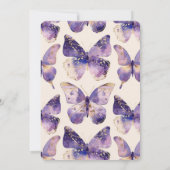 Paarse gouden vlinders verjaardag kaart (Achterkant)