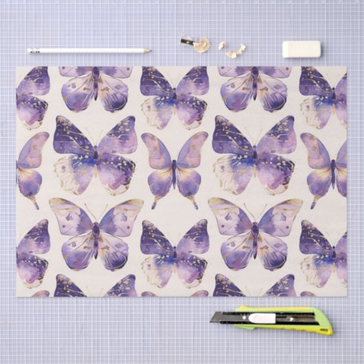 Paarse gouden vlinders verjaardag tissuepapier (Craft)